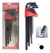 Jogo De Chaves L Allen Abauladas Extra Longas 9pçs + Corneta Jogo De Chaves L Allen Abauladas Extra Longas 9pçs + Corneta