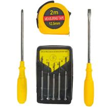 Jogo de chaves para relojoeiro + chave fenda/phiilips e trena 8 peças