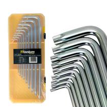 Jogo de Chaves Torx Extra Longas em Crv C/ 9 Pcs Titanium Platina