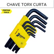 Jogo de Chaves Torx Fertak Tools 9 Peças Curta Em Aço Cromo Vanadium Profissional Com Suporte Plástico Chave Torque, Chave Torx.