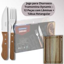 Jogo de Churrasco Tramontina Dynamic 12 Peças Aço Inox com Tábua Retangular