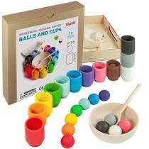 Jogo de classificação de bolas de madeira Ulanik Balls in Cups Toddler de 1 ano