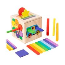 Jogo De Classificação De Formas E Cores Em Madeira Montessori Para Crianças 5 Em 1 Brinquedo