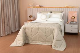 Jogo De cobre Leito Bordado Marbella King Com 4 Peças Dupla Face Bege - LAVIVE