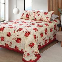 Jogo de Cobre Leito Casal com Franja Colchão 20cm Altura com 02 Porta Travesseiros