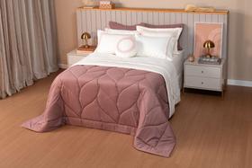 Jogo De cobre Leito Marbella Queen Com 4 Peças Dupla Face Rosa Antigo Lavive