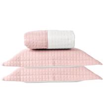 Jogo de Colcha Dupla Face Plaza Queen - Rose/Palha - Lavive