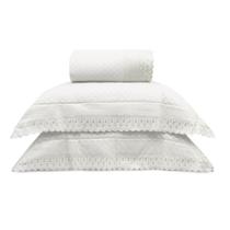 Jogo de Colcha e Fronhas Medida King - Linha Premium - Bordado Inglês