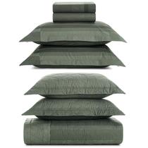 Jogo de Colcha e Lençol King Karsten Percal 200 Fios 100% Algodão Estampado Cama Dobra Feita 7 Peças