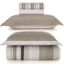 Jogo de Colcha e Lençol Solteiro Karsten Percal 200 Fios 100% Algodão Estampado Cama Dobra Feita 5 Peças