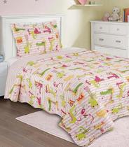 Jogo De Colcha Evolution Patchwork Solteiro Camesa Rosa