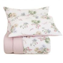 Jogo de Colcha King Altenburg Malha Fio Penteado 100% Algodão Botanic Land - Rosa