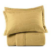 Jogo de Colcha Malha Fio Penteado Queen - Amarelo Mostarda - Altenburg Jogo de Colcha Malha Fio Penteado Queen - Amarelo Mostarda - Altenburg