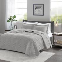 Jogo de Colcha Ouro 300 Fios Living Art - Super King - Cinza - Corttex