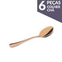 Jogo de Colher Chá Aço Inox Cobre 6 Peças Gourmet Mix