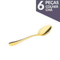 Jogo de Colher Chá Aço Inox Ouro 6 Peças Gourmet Mix