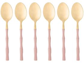 Jogo de Colher de Inox Lyor Bambu Elegant - Rose 6 Peças