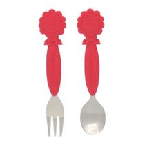 Jogo de Colher e Garfo em Inox e Silicone Leão Vermelho - Marcus Marcus