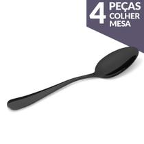 Jogo de Colher Mesa Aço Inox Preto 4 Peças Gourmet Mix