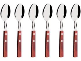 Jogo de Colher Tramontina Polywood Vermelho e Prata Jogo de Colher Tramontina Polywood Vermelho e Prata