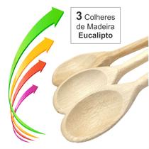 Jogo de Colheres de Madeira Cozinha 3 Tamanhos Colher de Pau Multiuso - COLHER DE PAU JOGO 3 UNIDADES