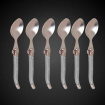 Jogo De Colheres Laguiole Para Sobremesa 6 Artigos Em Bandeja De Madeira