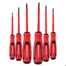 Jogo de Conjunto Chaves Isoladas Profissional 6 Peças Philips e Fenda 1000V para Eletricista
