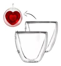 Jogo de Copo Café Parede Dupla Boro Coração 80 ml 2 Unidades