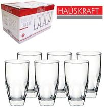 Jogo de copo de vidro alto clear hauskraft com 6 pecas 375ml