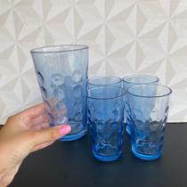 Jogo de copo de vidro azul com 6 peças para cozinha 320ml grande decorativo para água