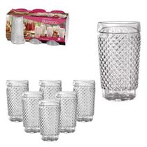 Jogo de copo de vidro barroco com 6 pecas 250ml