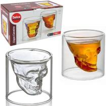 Jogo de copo de vidro com parede dupla bistro caveira com 2 pecas 150ml na caixa - DOLCE HOME