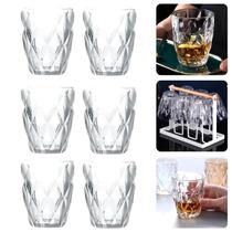 Jogo De Copo De Vidro Diamante Para Agua Suco Bebidas Conjunto De 6 Copos Resistente Vidro Grosso Diamond Linha Premium 280ml