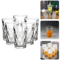 Jogo De Copo De Vidro Diamante Para Agua Suco Bebidas Conjunto De 6 Copos Resistente Vidro Grosso Diamond Linha Premium 370ml