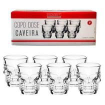 Jogo De Copo De Vidro Dose / Shot Caveira Drink Whisky 6 Un - HausKraft