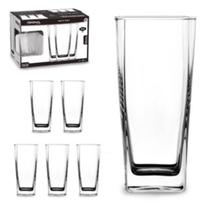 Jogo de copo de vidro quadrado transparente com 6 peças 315ml para cozinha água suco Jogo de copo de vidro quadrado transparente com 6 peças 315ml para cozinha água suco