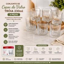Jogo de Copo de Vidro Tróia Baixo 230 ml - Hauskraft c/ 6