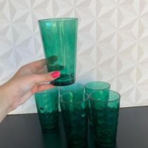 Jogo de copo de vidro verde com 6 peças 320ml para água de cozinha pra decorativo grande