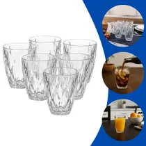 Jogo de Copo Diamante 280ml com 6 peças em vidro resistente, ideal para água, suco e bebidas Perfeito para mesa posta elegante e sofisticada Cristal Jogo de Copo Diamante 280ml com 6 peças em vidro resistente, ideal para água, suco e bebidas Perfeito para mesa posta elegante e sofisticada Cristal