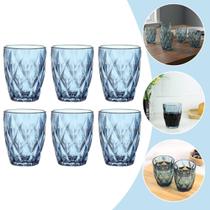 Jogo de Copo Diamante 280ml com 6 peças em vidro resistente, ideal para água, suco e bebidas Perfeito para mesa posta elegante e sofisticada