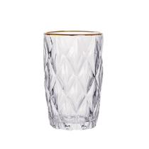 Jogo de Copo Diamond Transparente com Borda Dourada 400ml C/6 Peças