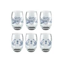 Jogo De Copo Flower Aruba Listras Vidro 465ml - Kit 6 Peças