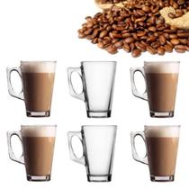 Jogo De Copo Kit 3 Peças Caneca De Vidro Com Alça 185ml