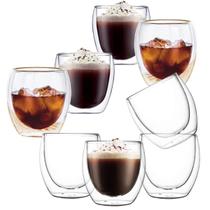 Jogo De Copo Vidro Duplo 250ml 8 Peças Café Expresso Chá