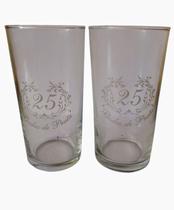 Jogo De Copos 2 Peças Bodas De Prata 25 Anos