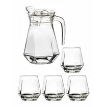 Jogo de Copos 300ml + Jarra 1300ml 5 Peças Vidro - Quanhe