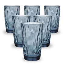 Jogo de Copos 6 peças Diamond Long Drink Vidro 470 ML Azul