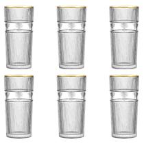 Jogo de Copos Água Borda Dourada Alto Vidro Modelo Libélula Luxo Aeshna Jogo de Copos Água Borda Dourada Alto Vidro Modelo Libélula Luxo Aeshna