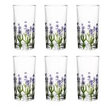 Jogo De Copos Alto Lavanda Hand Painting 330ml Cristal - Lyor -