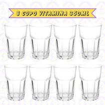 Jogo De Copos Alto Resistente 350ml Vitaminas 8 Unidades